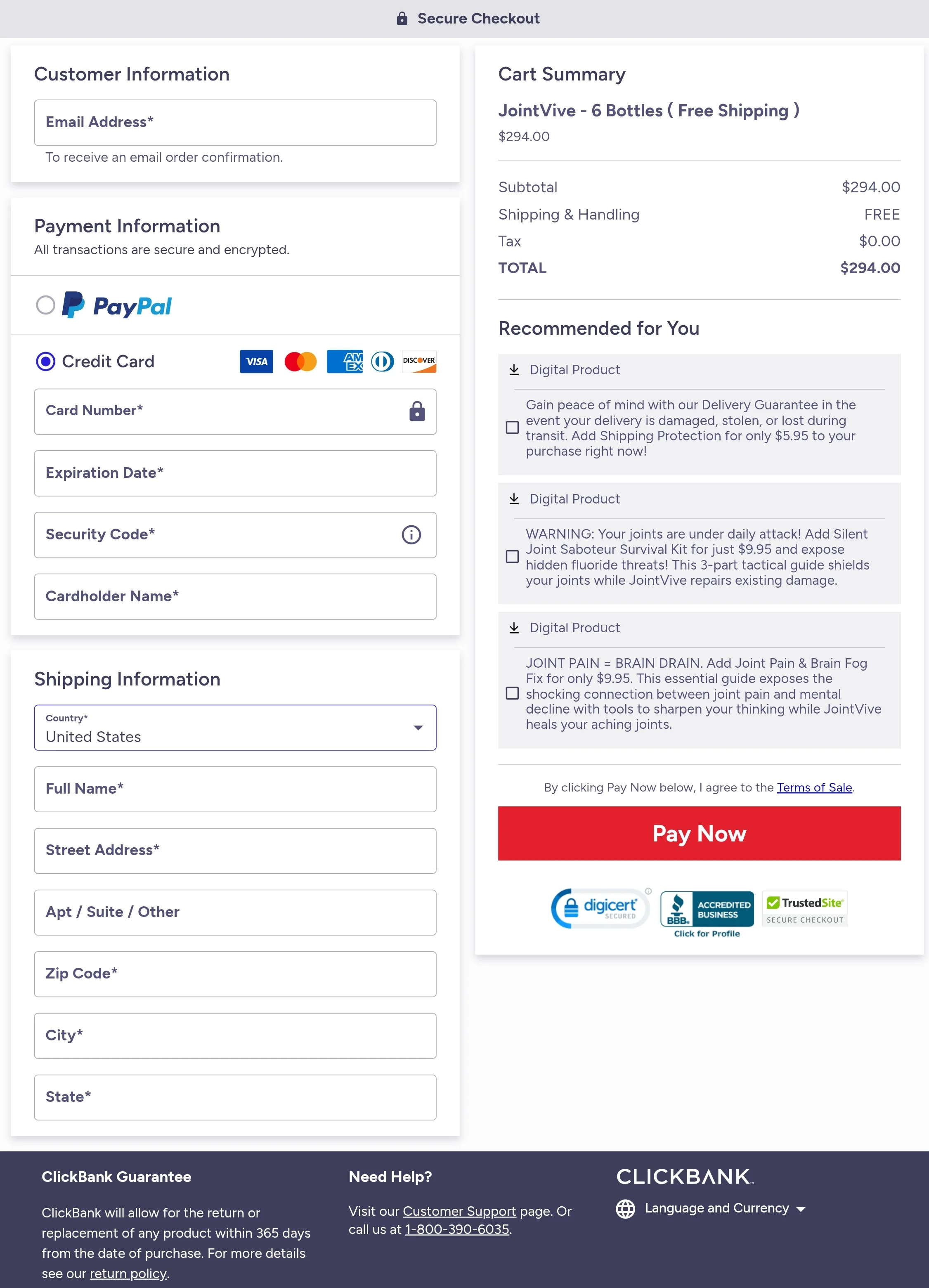 JointVive order form